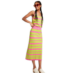 VICTOR Glemaud sweater midi skirt Pink & Green Striped size M medium NWT pink gr